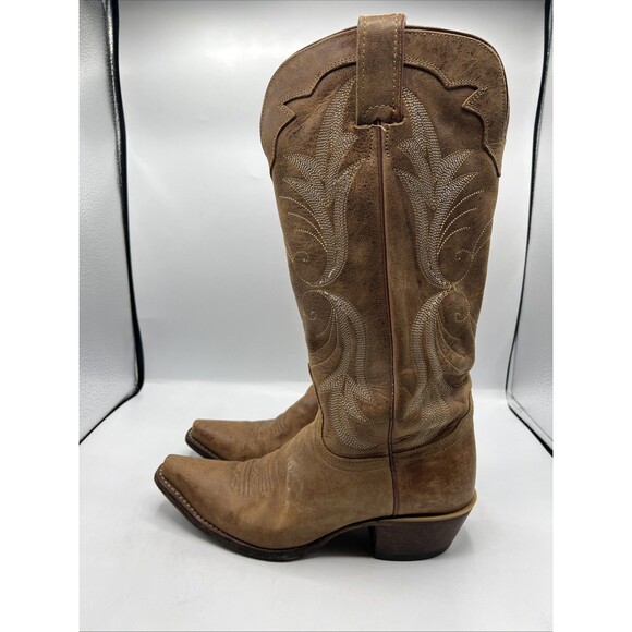 Nocona Ladies Western Boot Tan Westlin Calf Foot And Narrow Snip Toe Size 7 - Picture 3 of 13